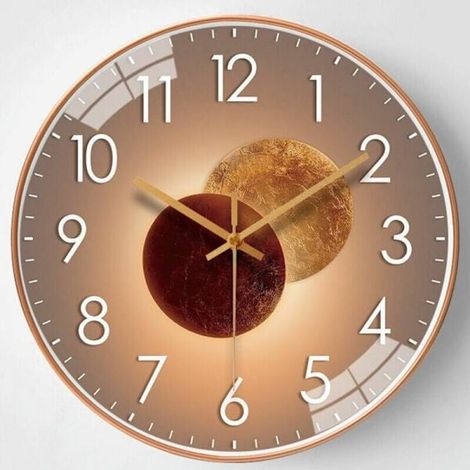 Horloge murale moderne silencieuse, horloge murale à quartz, horloge murale de cuisine de 30 cm, horloge murale radiopilotée pour salon, chambre, bureau (lune) (1/4)