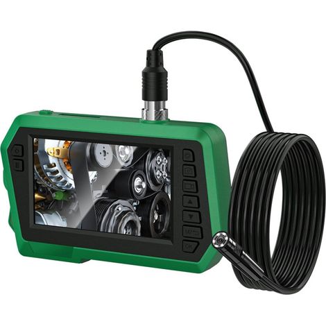 Industrielles Endoskop mit zwei Linsen, 1080P digitale Endoskopiekamera mit 8 mm wasserdichter IP67-Kamera, Kanalkamera mit 4,3-Zoll-LCD-Bildschirm, 6 LED-Leuchten, 5 m