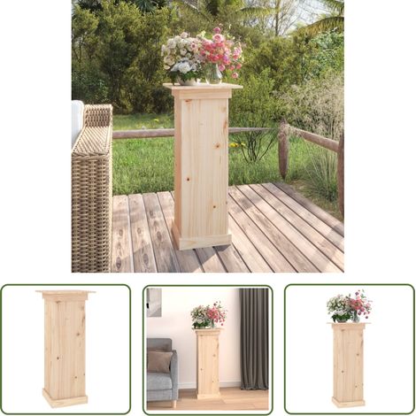 The Living Store Support à fleurs 40x40x90 cm Bois de pin solide - Support Fleur - Jardinière - Décoration Extérieur - Porte Plante - Bois Pin (1/5)