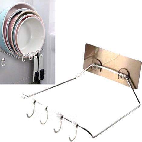 Support mural multifonctionnel en acier inoxydable pour lavabo, antirouille et sans perçage. (1/5)