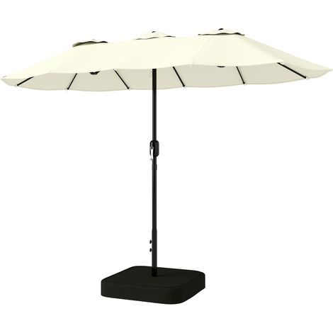 Doppelseitiger rechteckiger Sonnenschirm, 295 x 148 cm, beige, UV-Schutz 50+, mit Ständer und Ballasttaschen