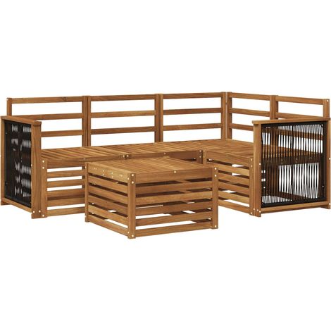 Conjunto de sofás de exterior 5 pcs Natural 59 x 59 x 37 cm vidaXL (1/5)