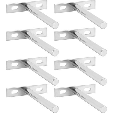 Supports étagères invisibles fer solide 100mm pour fixations murales, lot de 8 (1/5)