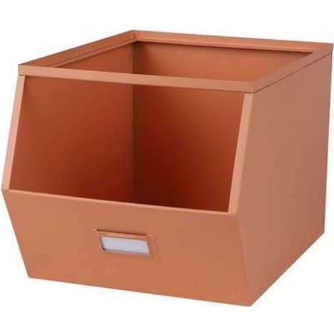 Casier de rangement en métal orange – Dimensions 32x23x21 cm – Emplacement pour étiquette – Idéal pour optimiser l'espace – Urban Living