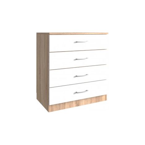 Cassettone - 4 Cassetti 70X40X72H Cm - Rovere Bianco