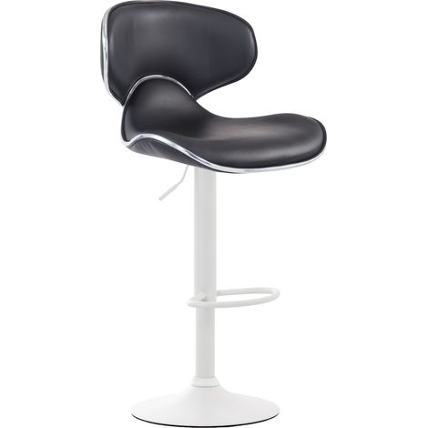 Tabouret de bar Las Vegas V2 similicuir avec pied en métal Noir Blanc (1/3)