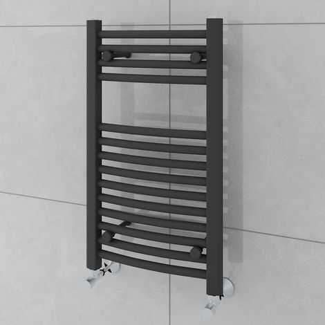 WarmeHaus Curved Grey Heated Towel Rail Radiator 700x400mm