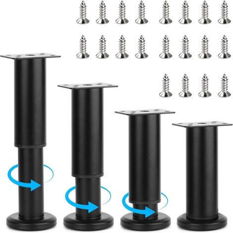 Lot de 4 Pieds de Meubles Réglables – Support 12 à 18 cm pour Canapés, Lits, Armoires (1/5)