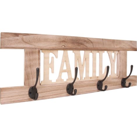 [JAMAIS UTILISÉ] Portemanteau HHG-987, Family, 60x21cm, brun nature shabby