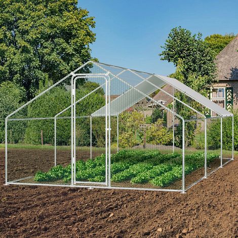 Wolketon Freilaufgehege 3x6x2m - Hühnerstall aus Metall begehbar mit 18 m² Lauffläche, Tür & Riegel - Freigehege für Hühner, Kleintiere & Pflanzen