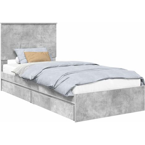 Cama con almacenamiento con cabecera Gris Concreto 75 x 190 cm vidaXL