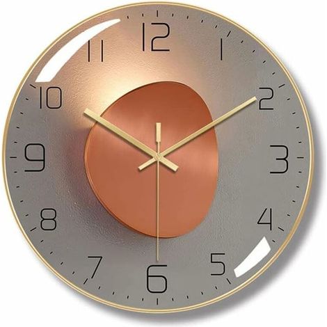 Horloge murale silencieuse design moderne, cadran rond 30 cm, horloge numérique à quartz dorée pour séjour, décoration intérieure élégante (1/4)
