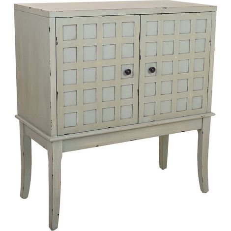 meuble recibidor art déco en bois vert antique à deux portes - vert antique patiné bois vieilli (1/4)