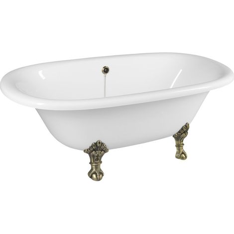Baignoire autoportante REGATA 175x85x61cm, pieds bronze, blanc (1/5)
