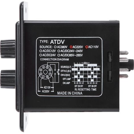 Relais temporisé marche/arrêt, bouton rotatif, interrupteur temporisé ATDV-YC 6S-60M (CA 110/220 V) (1/5)
