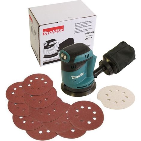 Makita DBO180Z 18v LXT Lithium Ion Random Orbital Sander 125mm Body + 11 Sheets (1/4)