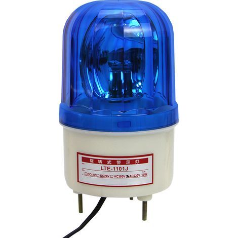 Rotierende blaue LED-Sicherheitslampe, 220 V, 90 dB, wasser- und staubdicht, mit akustischem Alarm und Blinklicht. (1/5)