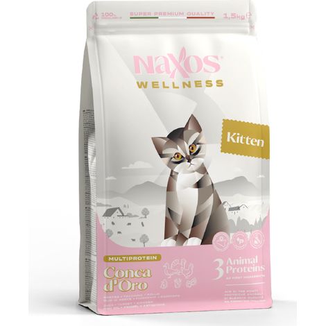 NAXOS CAT KITTEN, cibo per gattini a base di anatra, pollo e tacchino, 1,5 kg