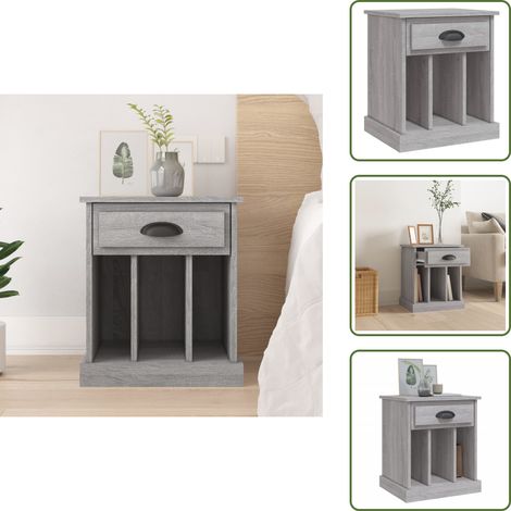 Table de chevet sonoma gris 43x36x50 cm - Table De Chevet - Meuble De Chambre - Table Nuit - Commode - Rangement