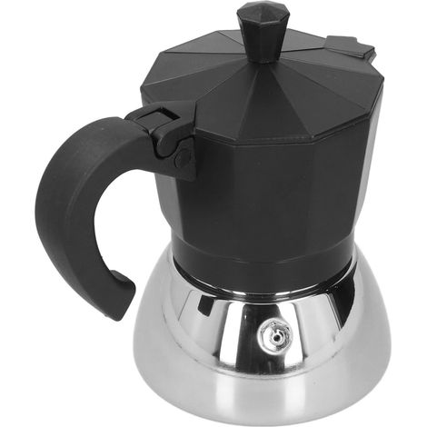 Cafetière italienne octogonale en aluminium noir, 180 ml (4 tasses), style moka, pour la maison (1/5)