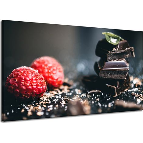 Leinwanddruck „Küchenhimbeeren mit Schokolade“ 120x70