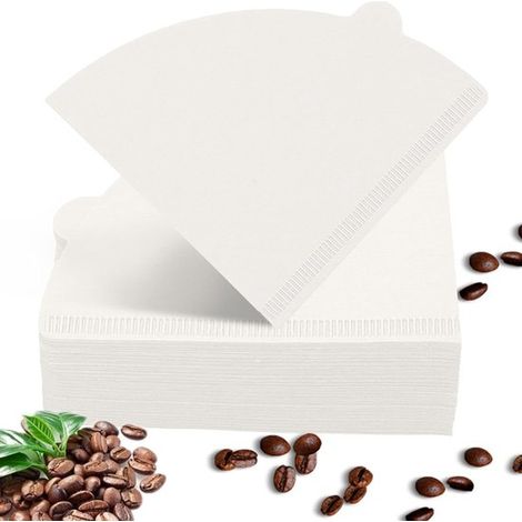 100 filtri di carta rotondi di ricambio per caffè, filtri per caffè 02, filtri di carta per caffè per macchine da caffè e filtri manuali (bianchi) (1/5)