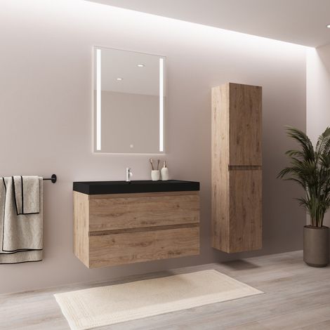 Ensemble meuble vasque 80 cm avec colonne - LOMAZOO Avalon - (1/5)