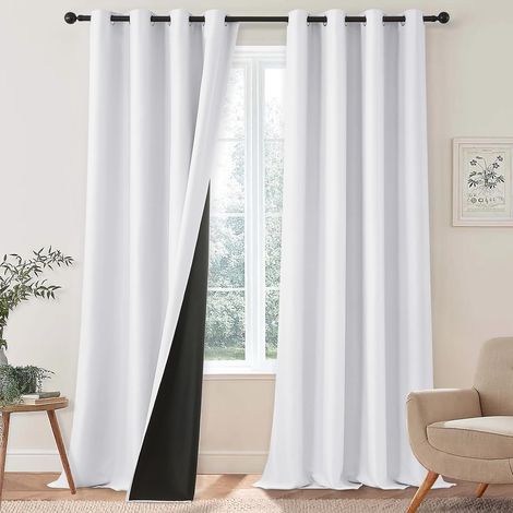 Rideau Thermique Isolant Anti Froid et Chaleur avec Doublure, Rideau de Porte Isolant Thermique Lot de 1, Double Rideaux Occultant et Thermique Epais 100x200 CM(Largeur x Hauteur), Blanc