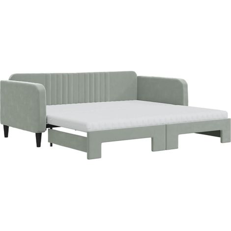 Maison Exclusive - Divano Letto Estraibile Materassi Grigio Chiaro 90x190 Velluto