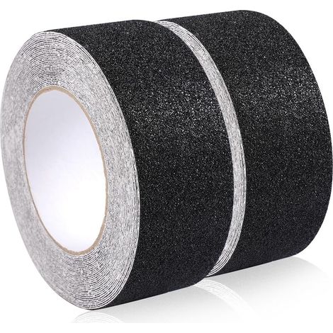 Rutschfeste Treppenleiste, 2 Rollen à 5 cm × 10 m, wasserfest, für den Außenbereich, selbstklebend, für mehr Sicherheit am Arbeitsplatz und zu Hause, schwarz (1/5)