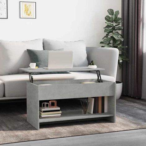 Mesa de centro madera de ingeniería gris hormigón 102x50x52,5cm