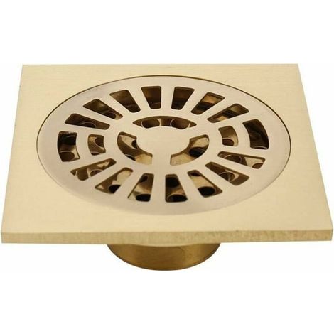 Duschablauf, Duschablauf, 4" quadratischer Duschbodenablauf aus Messing mit abnehmbarer Abdeckung, Haarablauf für Küche, Toilette (1/4)