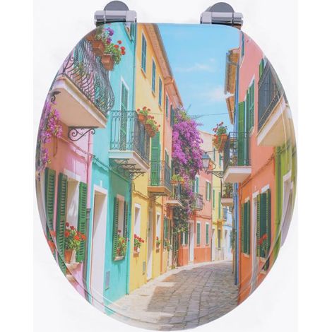 Homseat MDF Toilet Seat with Soft Close function, Colorful city (1/5)