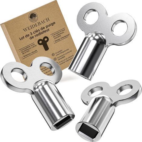 Lot de 3 Clé de purge radiateur, Alliage aluminium, Douille 5mm, Universel, Chauffage maison (1/5)