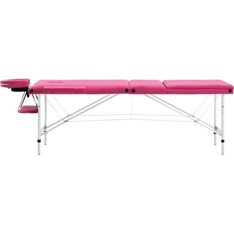 Table de massage pliable 3 zones - Table de relaxation Aluminium Rose BV604118 - BonneVie (1/5)