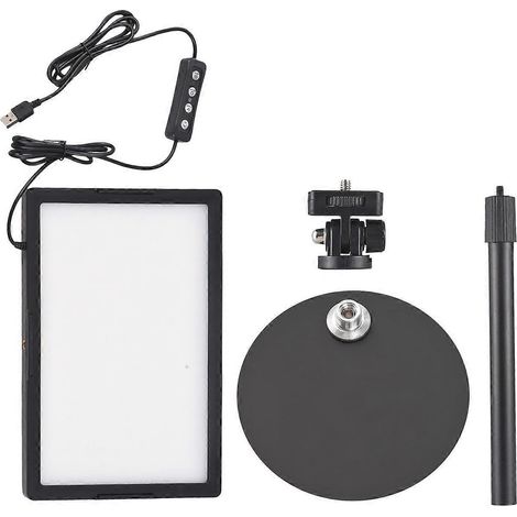 Éclairage vidéo LED de bureau, panneau lumineux LED 15 W avec support métallique, éclairage de conférence 3000 K - 65 °C (1/4)