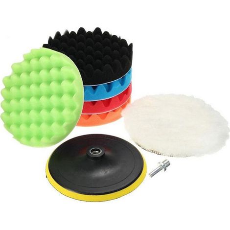 Kit 8 tampons de polissage 3 pouces, éponge ondulée pour voiture, adaptateur M14 pour perceuse, accessoires de lustrage professionnels (1/5)