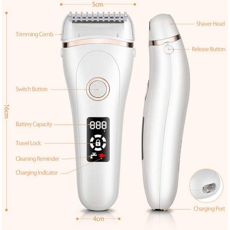 Épilateur électrique rechargeable pour femme avec écran LED, rasoir féminin doux pour visage, aisselles, jambes et maillot, élimination des poils corporels, usage humide et sec (1/5)