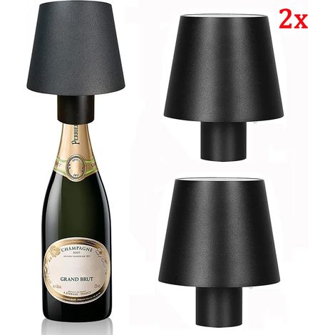 Juego de 2 lámparas de mesa LED recargables, con control táctil y brillo continuo, batería de 5200 mAh, luz blanca cálida decorativa para restaurantes, bares y discotecas (negro)