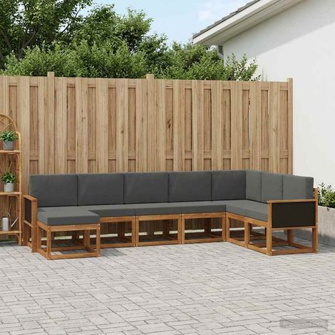 vidaXL Outdoor-Sofagarnitur mit Kissen 8 pcs Natur und Anthrazit (1/5)