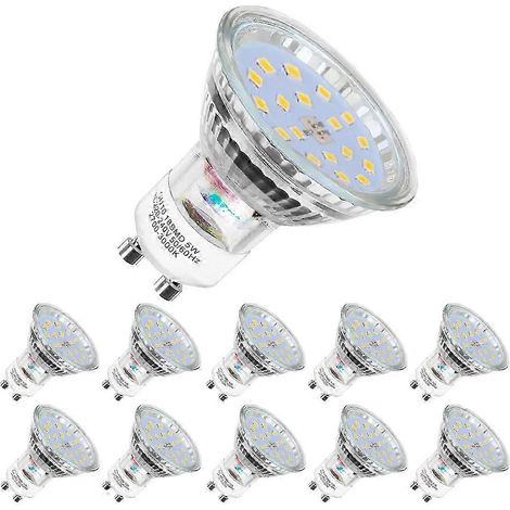 Lot de 10 ampoules LED, GU10-5W équivalent 60W, blanc froid 6000K, faisceau large 120°, spots LED (1/5)