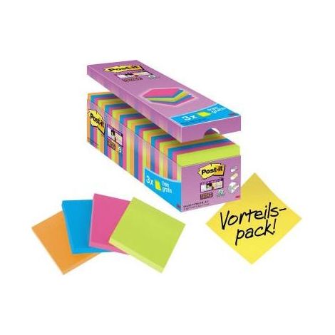 Post-It Super Sticky Haftnotizen 76x76 mm, sortierte Farben, 24 Blöcke à 90 Blatt (1/5)
