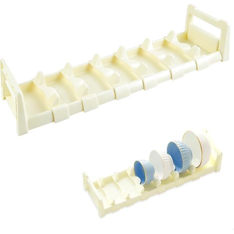 Égouttoir, Égouttoir Vaisselle, Réglable Porte Vaisselle Égouttoir, Compact Rangement Evier Cuisine, Gain de Place avec Bac d'Égouttement pour Assiettes Verres et Ustensiles (Blanc) (1/5)