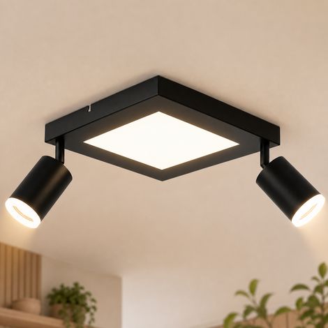 GBLY Led Deckenlampe 2 Flammig Deckenspot GU10 - Schlafzimmerlampe 3000k Schwarz Küchenlampe 20W Deckenstrahler Schwenkbar für Wohnzimmer Küche Schlafzimmer