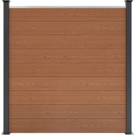 Composite Fence Panel Angled Piece & 3 Metal Posts 6ft Double