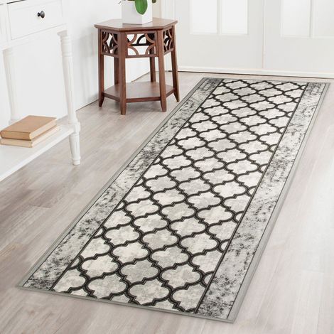 Karat – Tapis de couloir en polyamide antidérapant 80 x 150 cm – Pieu en boucle – Absorption du son – Adapté chauffage par le sol