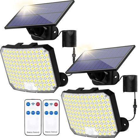 FENOPLASTICALampe solaire d'extérieur avec détecteur de mouvement, 118 LED, étanche IP65, 2 modes d'installation, câble détachable de 5 m [Classe énergétique A+++] (1/5)