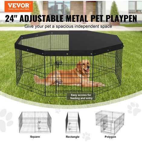 Parc pour Chien 61 cm Enclos Lapin Chat Chiot avec Couverture Supérieure Clôture pour Petits et Moyens Animaux de Compagnie 8 Panne… (1/5)