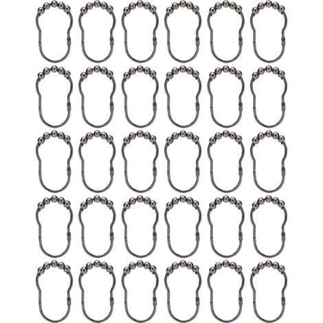 Anneaux de rideau de douche en S Acier inoxydable Glissement silencieux Lot de 30 avec crochets de fermeture renforcés couleur bordeaux (1/4)