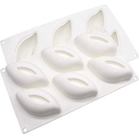 Moule À Gâteau - Moule En Silicone 3D Pour Mousse Glace Chocolat Pâtisserie - Forme De Pétales - 6 Emplacements - Blanc (1/5)